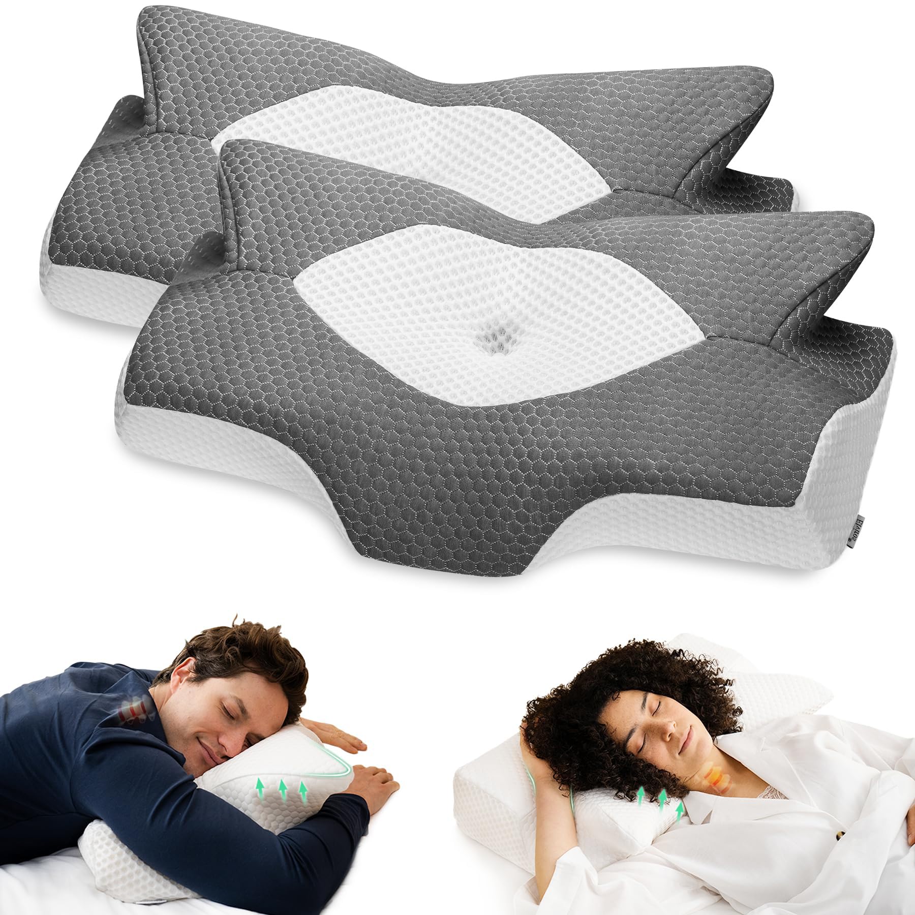 Amazon.com: Elviros Cervical Memory Foam Pillow, 2 Pack Pillows